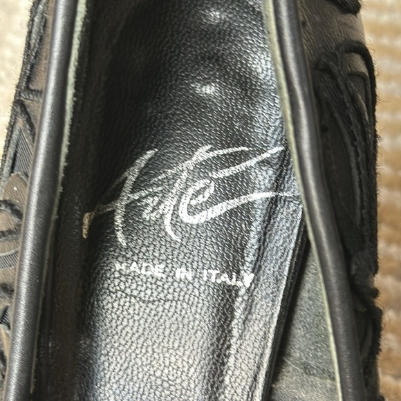 Arte made in Italy cut out leather design black stiletto pumps SZ 37 - Picture 7 of 11